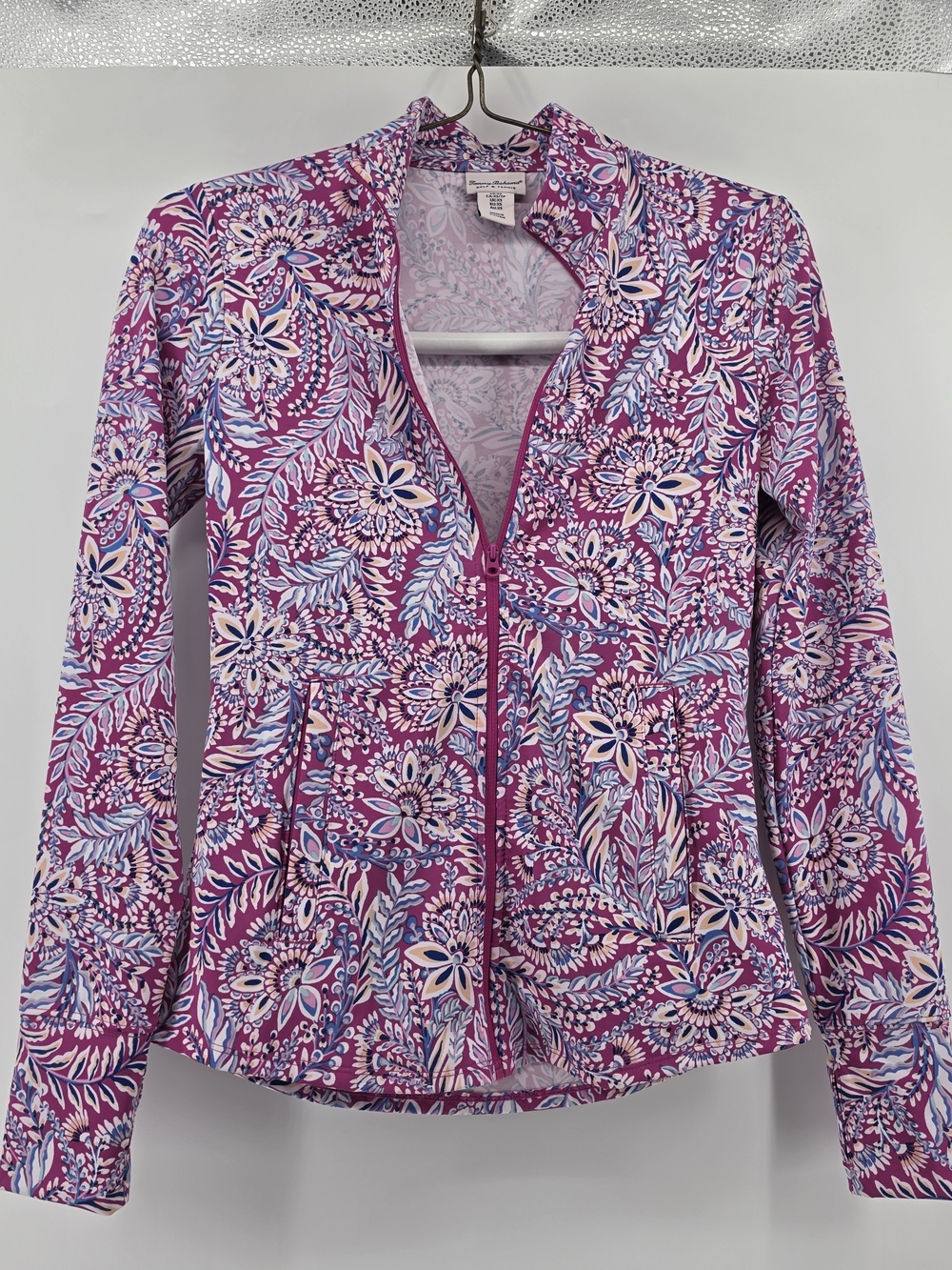 Tommy Bahama Golf & Tennis Floral Paisley Zip Jacket XS Pink Purple Activewear